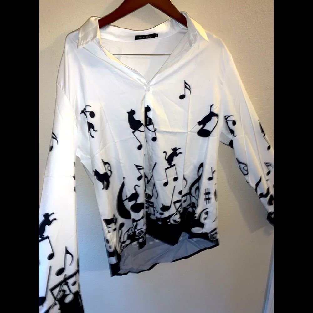 New plus size long sleeve buttoned White Blouse
